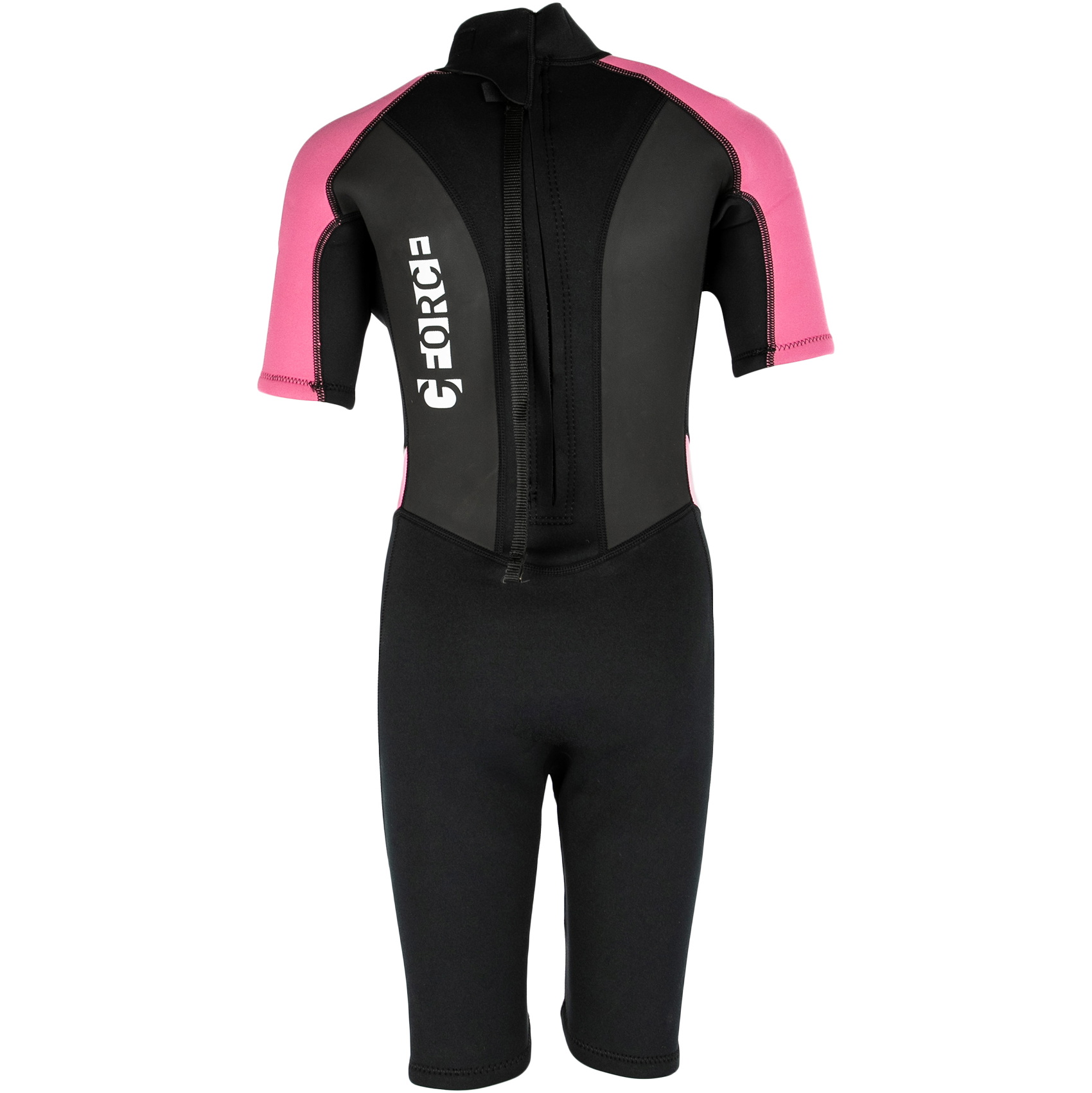 2025 Gul Enfants G-Force 3mm Back Zip Shorty Combinaison Néoprène GF3308-B7 - Black / Pink